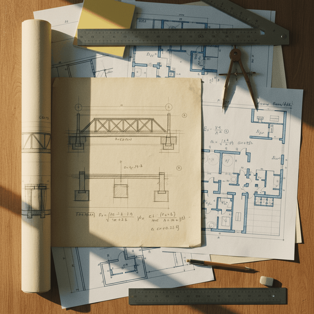 Structural engineering drawings reviewed by a project manager on a Toronto renovation site