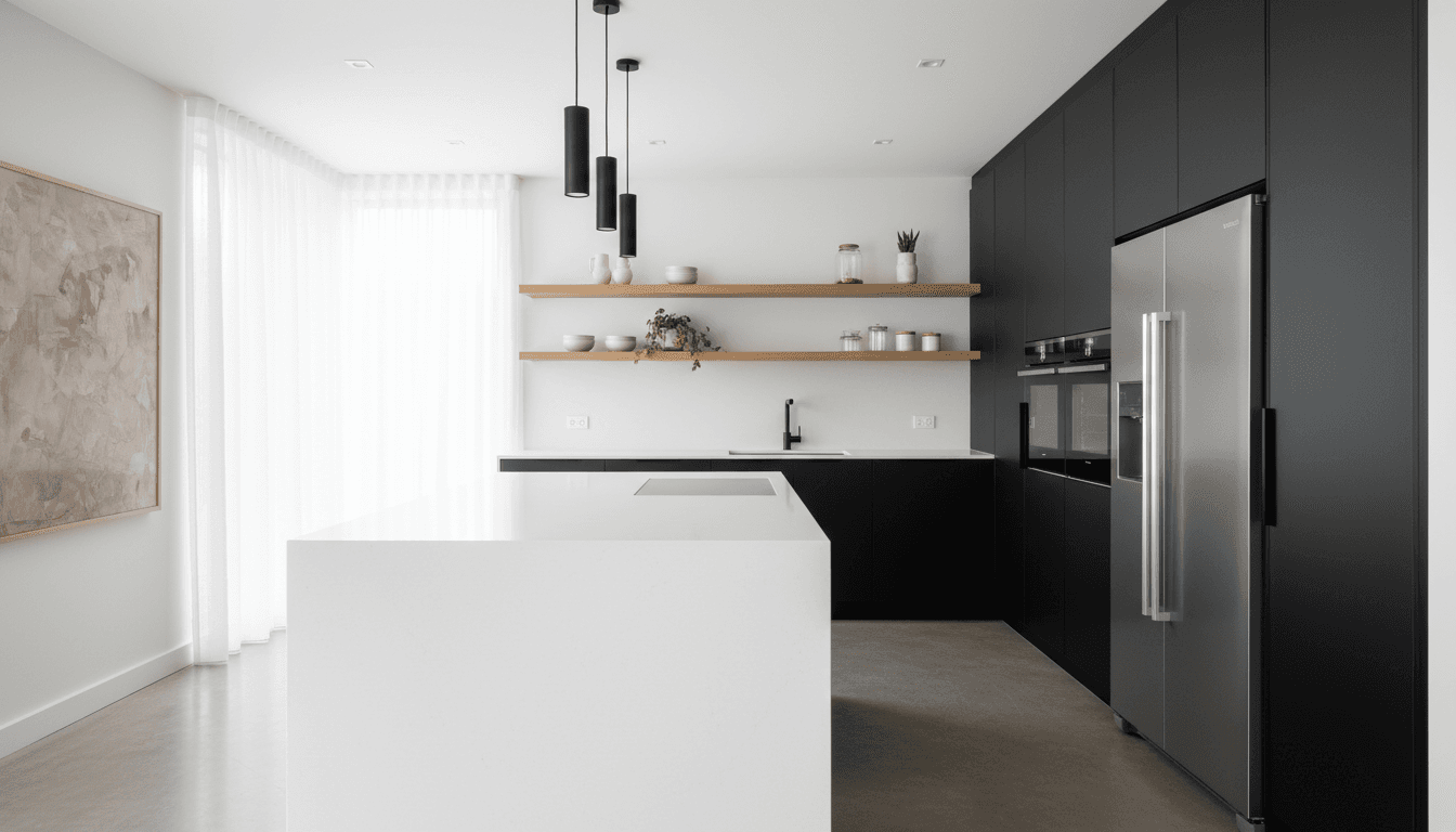 Polished quartz countertop with under-mount sink and designer faucet in a renovated Toronto kitchen