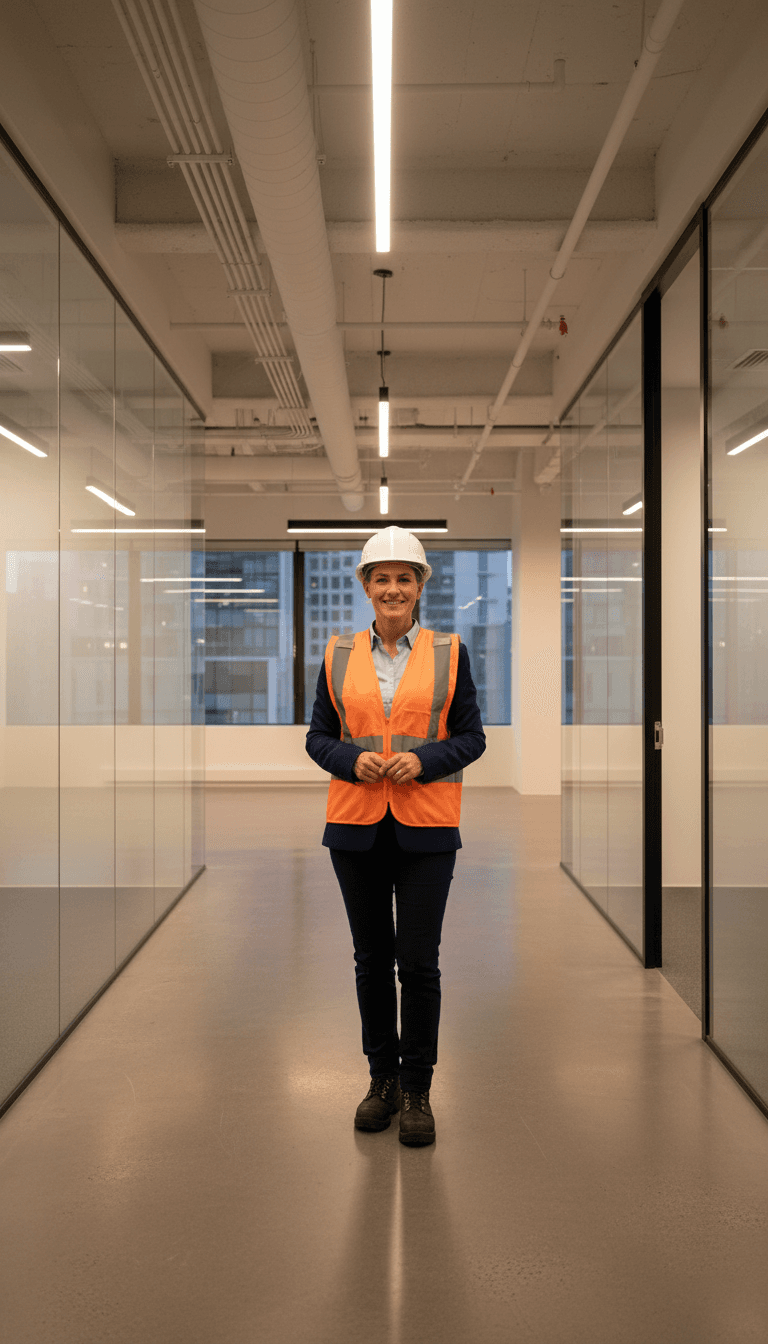 Construction project manager doing a final walkthrough inspection in a newly renovated Toronto home